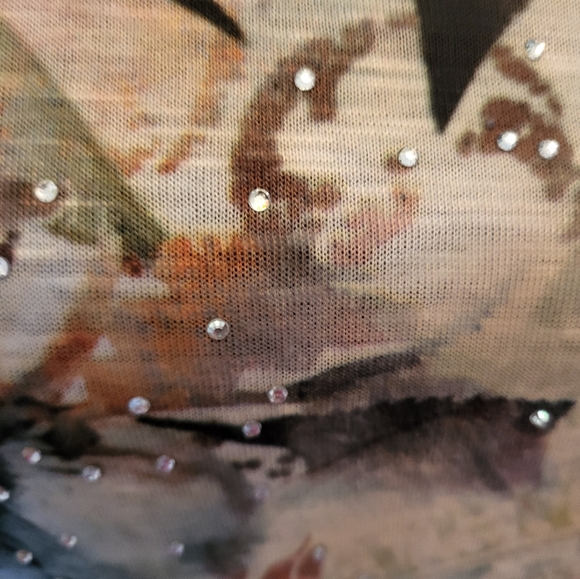 4/$19 Floral Embellished Grunge Fairy Top with Bell Sleeves XL  NWOT Boho - Picture 4 of 10